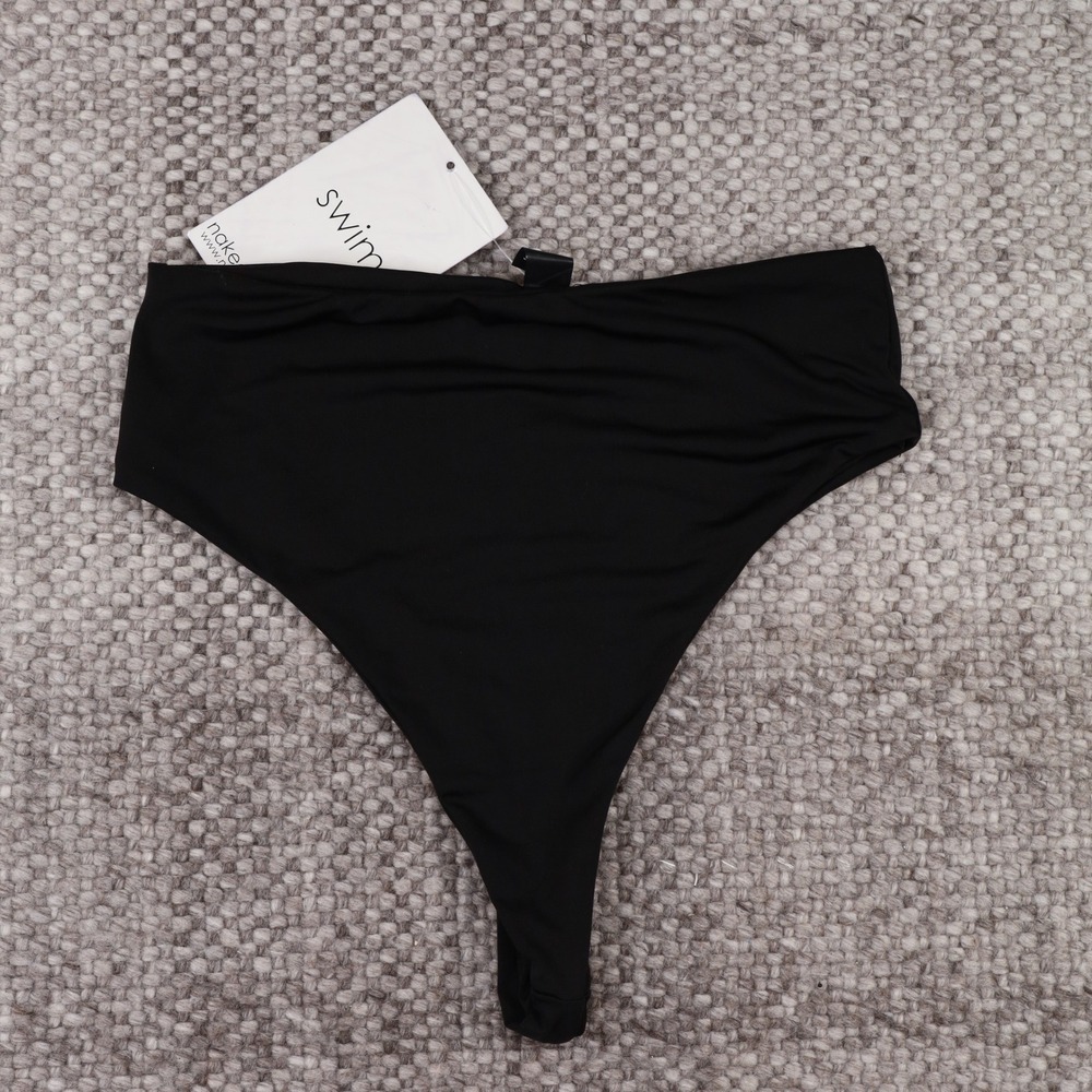 Naked Wardrobe Bikini Bottom Womens S Black New High Waist BC13418N